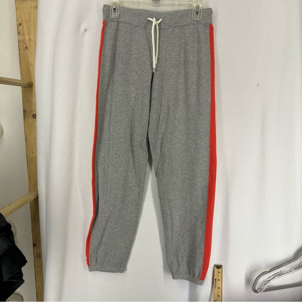 Monrow Gray Track Pants with Red-Orange side Stripes